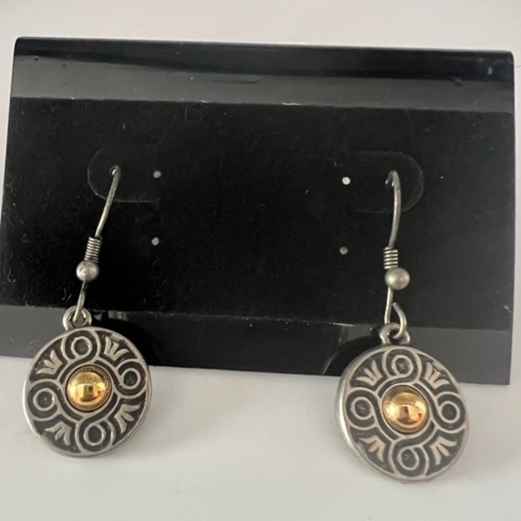 SILVER Toned Circular Pierced Drop Earrings - Picture 1 of 2